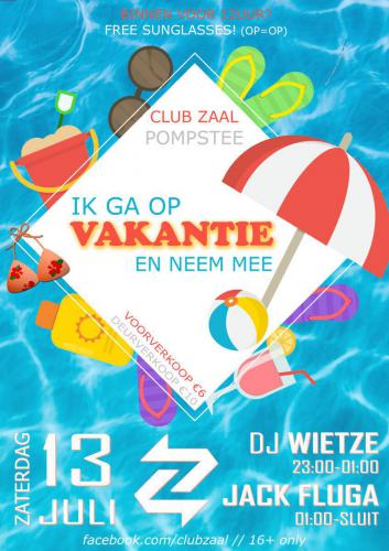 Club Zaal - 13juli2019 - Vakantie  - Poster - Enjoy Events